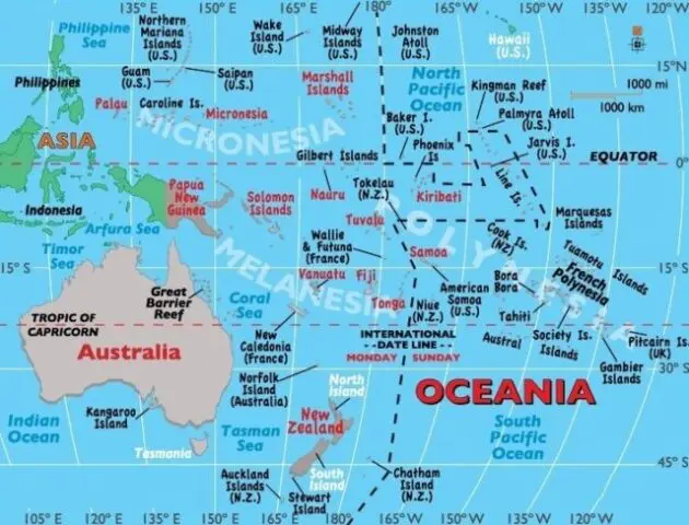 Continent Oceania Map