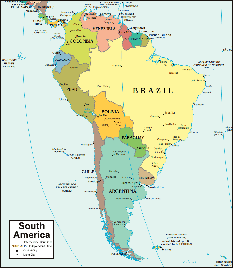Continent South America Map