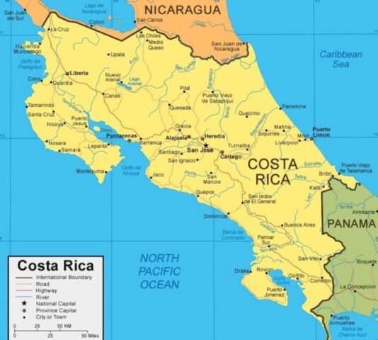 Costa Rica Country Map