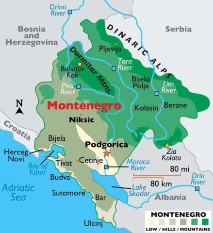 Montenegro Country Map