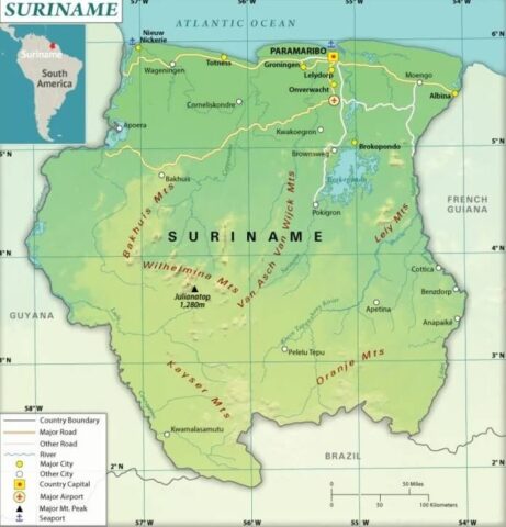 Suriname Country Map